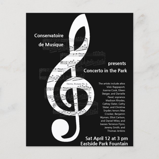 Music Choir Concert Treble Clef Promotional Poster Flyer (Front)