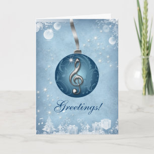 Music Christmas Greeting Card Ice Blue