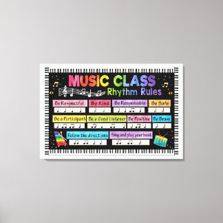 Music Classroom Poster Music Class Rhythm Rules Canvas Print