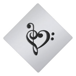 Music Clef Heart Graduation Cap Topper