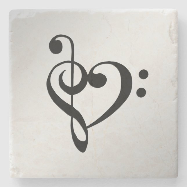 Music Clef Heart Stone Coaster (Front)