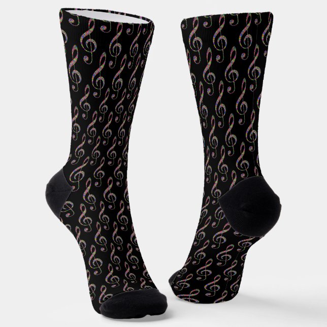 Music Clef in Rainbow  Socks (Angled)