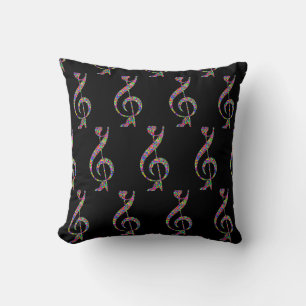 Music Clef in Rainbow Throw Pillow