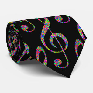 Music Clef in Rainbow  Tie