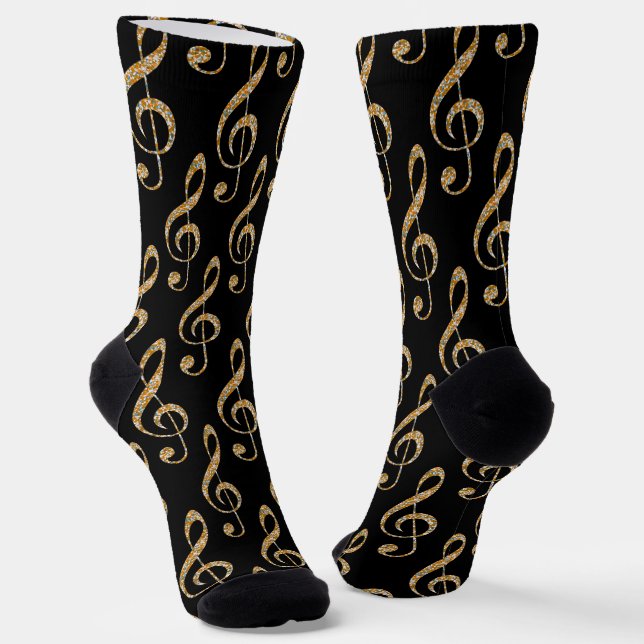 Music Clefs in Gold  Socks (Angled)