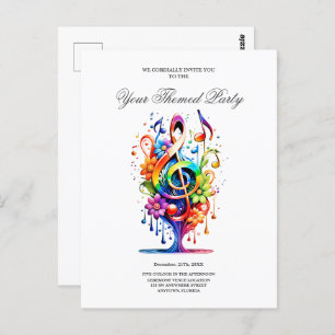 Music, colourful clef postcard