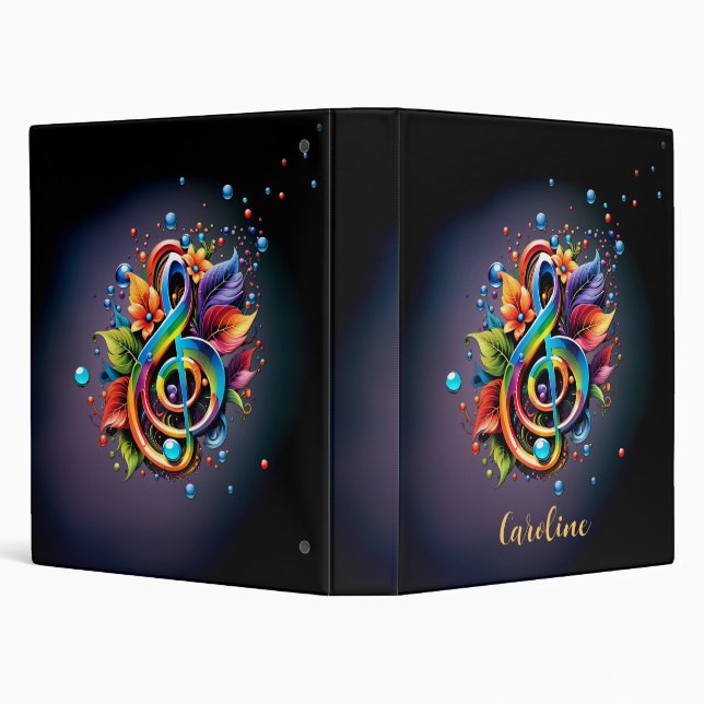 Music, colourful clef with leaves. binder (Background)