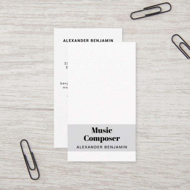 Music Composer Photo QR Code Business Card (Front/Back In Situ)
