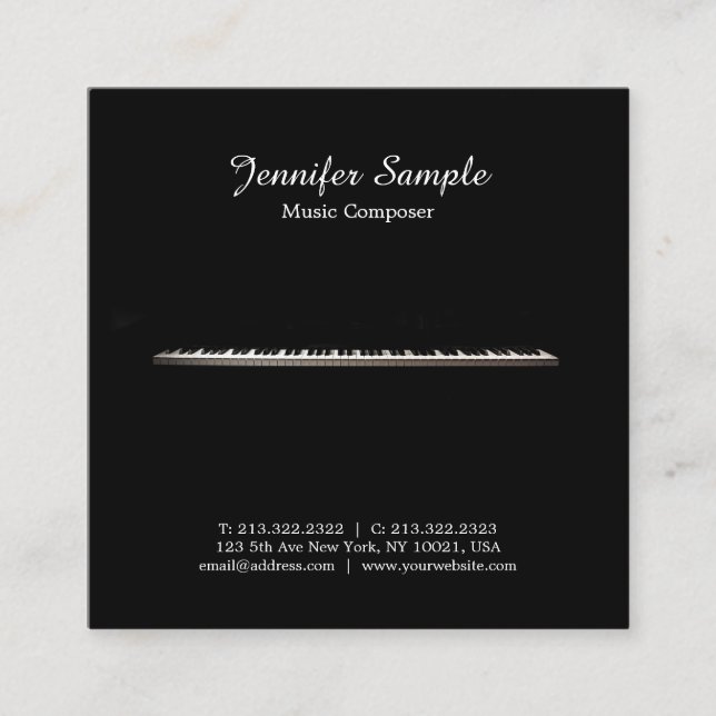 Music Composer Teacher Instructor Elegant Plain Square Business Card (Front)