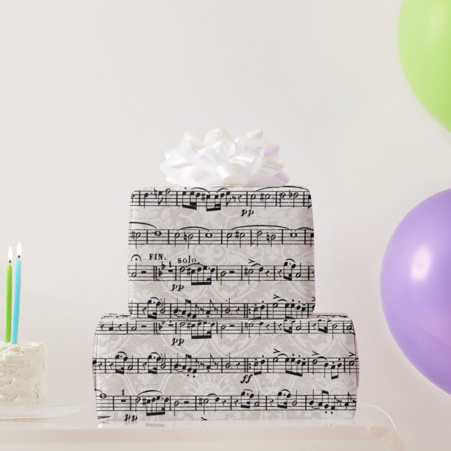 Music Composition On Damask Wrapping Paper (Party Gifts)