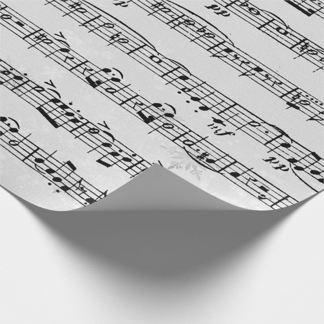 Music Composition On Silver Snowflakes Wrapping Paper (Corner)