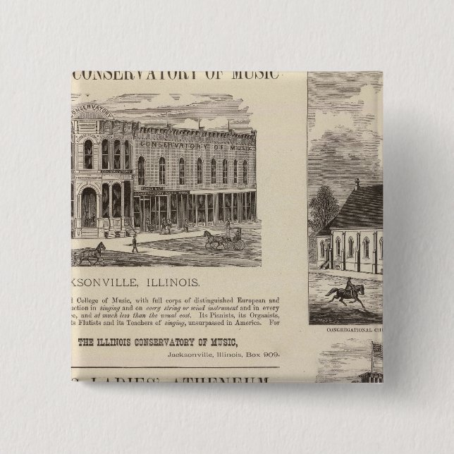 Music Conservatory, school, church 2 Inch Square Button (Front)