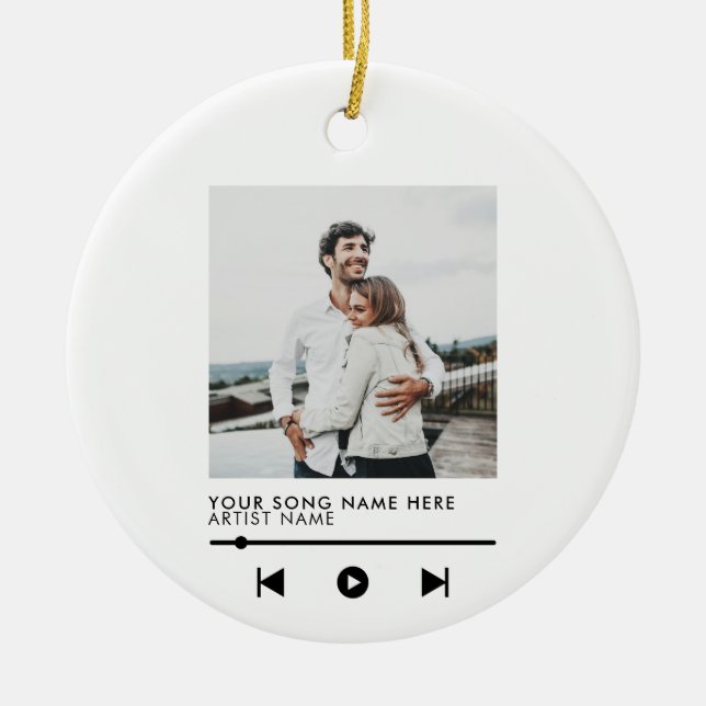 Music Couple Love Song Christmas Ceramic Ornament (Front)