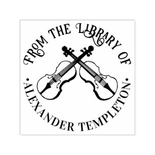 Music Crossed Violins Library Book Name Self-inking Stamp