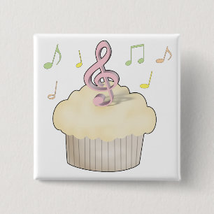 Music Cupcake 2 Inch Square Button