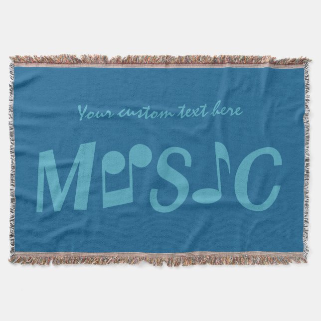 MUSIC custom colour & text throw blanket (Front)