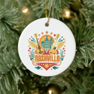 Music design for Nashville Tennessee Ceramic Ornament