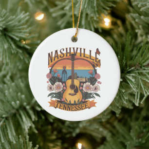 Music design for Nashville Tennessee Ceramic Ornament