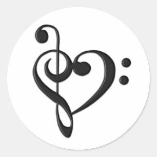 Music Design Heart Classic Round Sticker