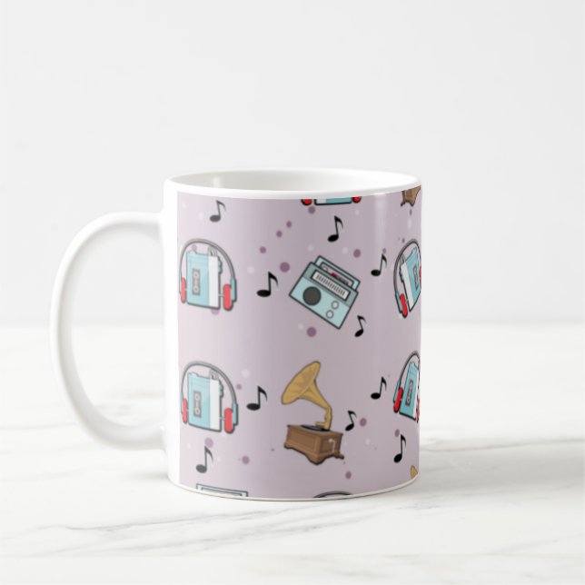 Music Devices Pattern  Coffee Mug (Left)