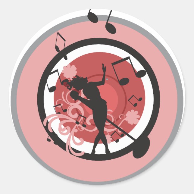 music diva vector classic round sticker (Front)