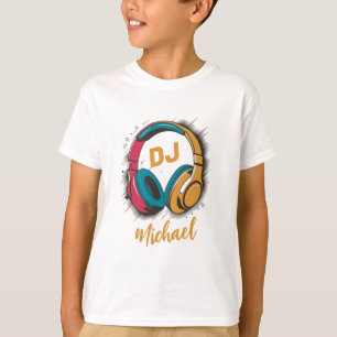 Music DJ colourful Headphones Personalized Name    T-Shirt