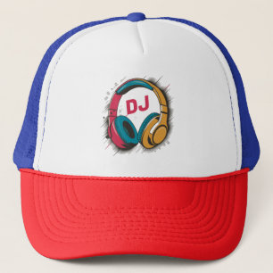 Music DJ colourful Headphones  Trucker Hat