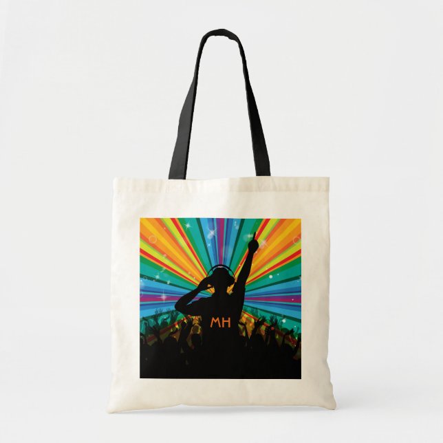 Music DJ custom monogram tote bags (Front)