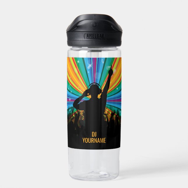 Music DJ custom name Water Bottle (Back)