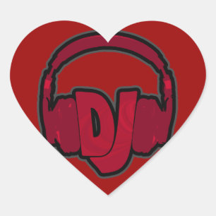 music DJ headphone Heart Sticker