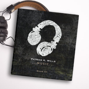 music . DJ headphone on black Binder