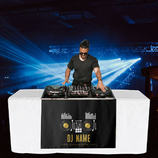 Music DJ Turntable Table Runner Banner Black Tapestry