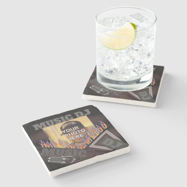 Music DJ YOUR PHOTO HERE Stone Coaster (Side)