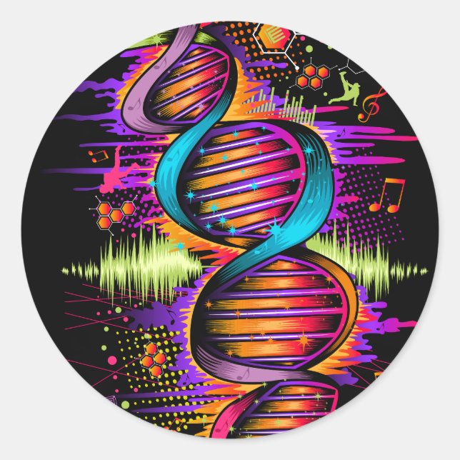 Music DNA Classic Round Sticker (Front)