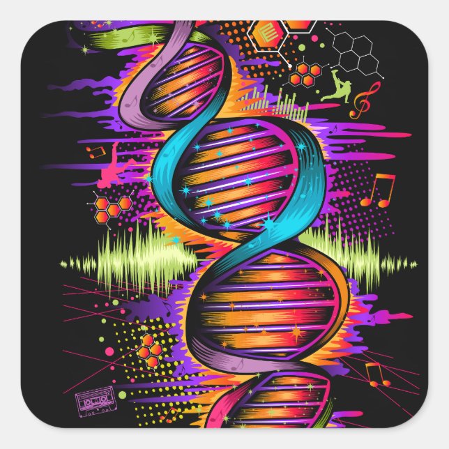 Music DNA Square Sticker (Front)