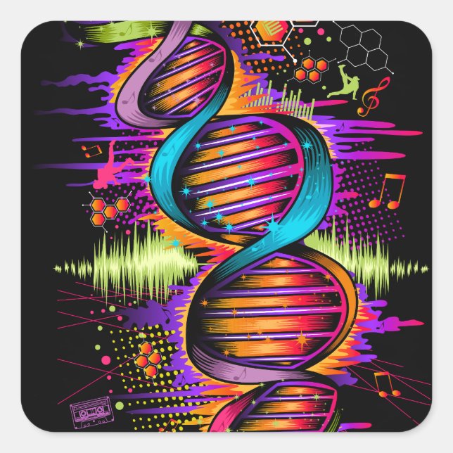 Music DNA Square Sticker (Front)