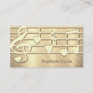 music elegant faux gold foil heart notes business card