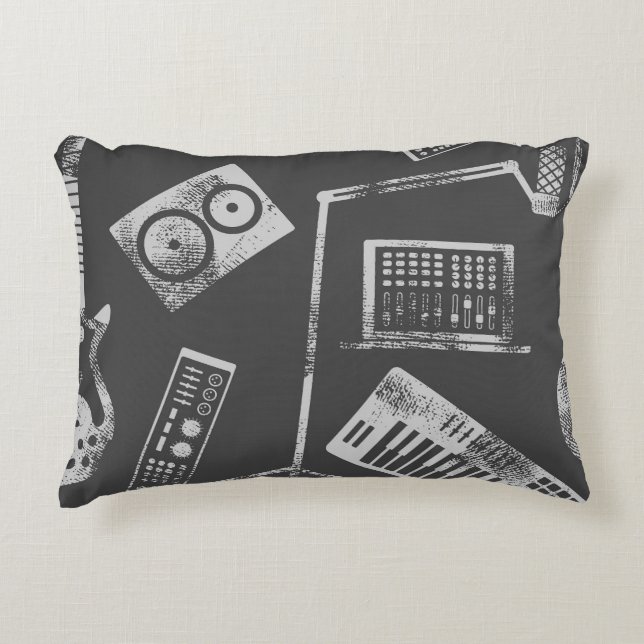 Music elements: vintage seamless background. accent pillow (Front)