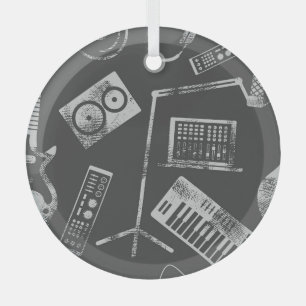 Music elements: vintage seamless background. glass ornament