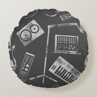 Music elements: vintage seamless background. round pillow