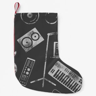Music elements: vintage seamless background. small christmas stocking