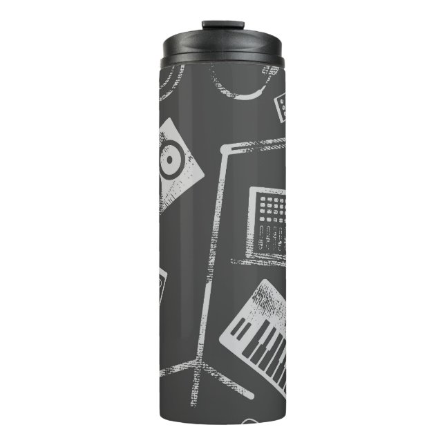 Music elements: vintage seamless background. thermal tumbler (Front)