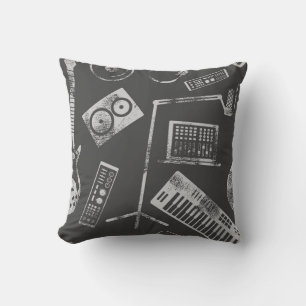 Music elements: vintage seamless background. throw pillow
