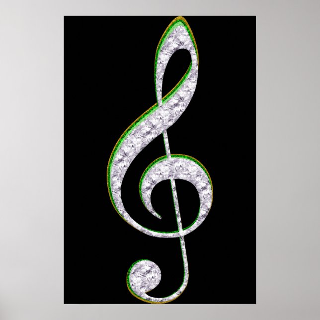 MUSIC Emerald and Diamond Treble Clef Poster (Front)