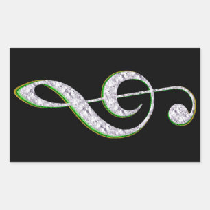 MUSIC Emerald and Diamond Treble Clef Sticker