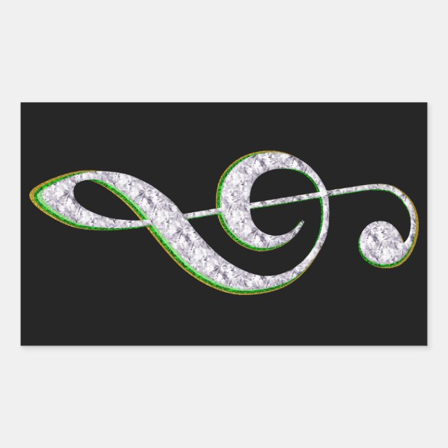 MUSIC Emerald and Diamond Treble Clef Sticker (Front)