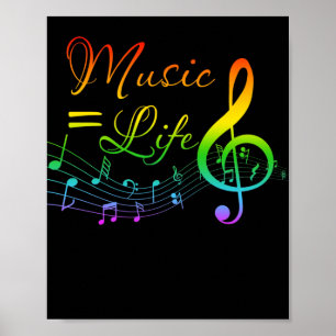 Music Equals Life Treble Clef Music Lovers Poster