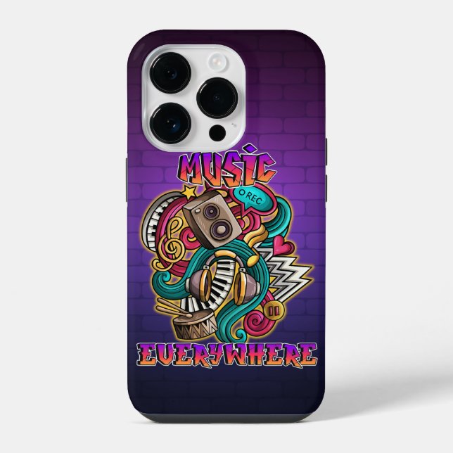 Music everywhere graffiti iPhone case (Back)