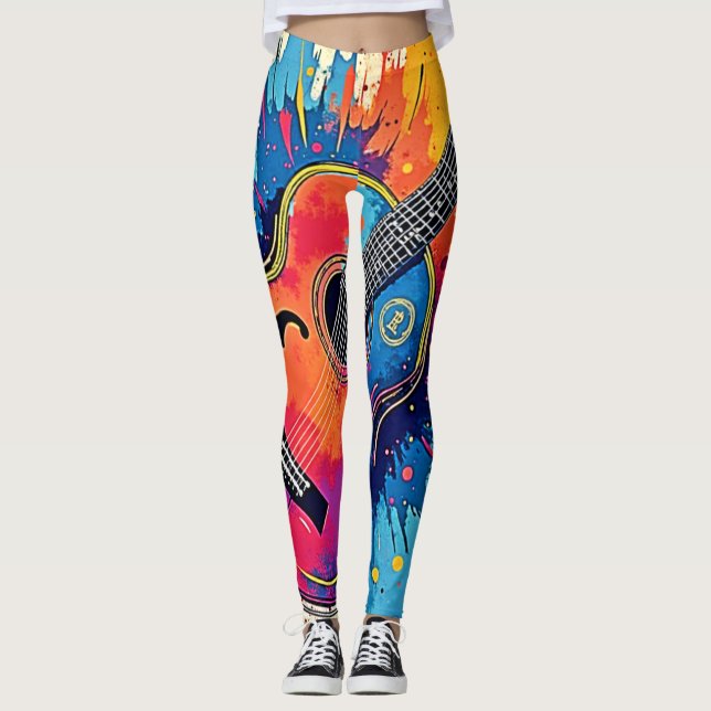 Music Explodes in Colour Vibes Leggings (Front)