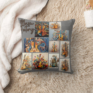 Music factory music store music instruments throw pillow